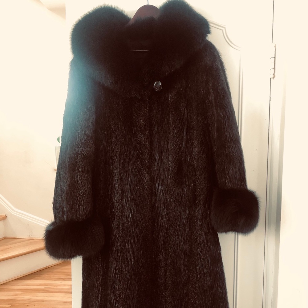 Real Long, extraordinary, fur fox and nutria coat, Size L , new